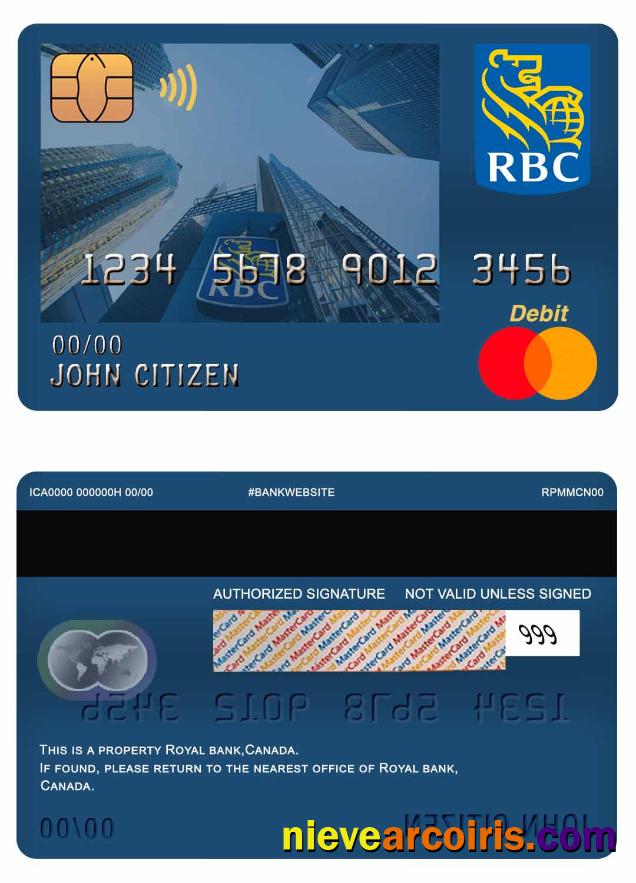 Canada Royal Bank mastercard debit card